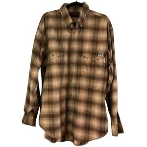 Wolverine FR - Men's Tan Plaid Button Down Shirt